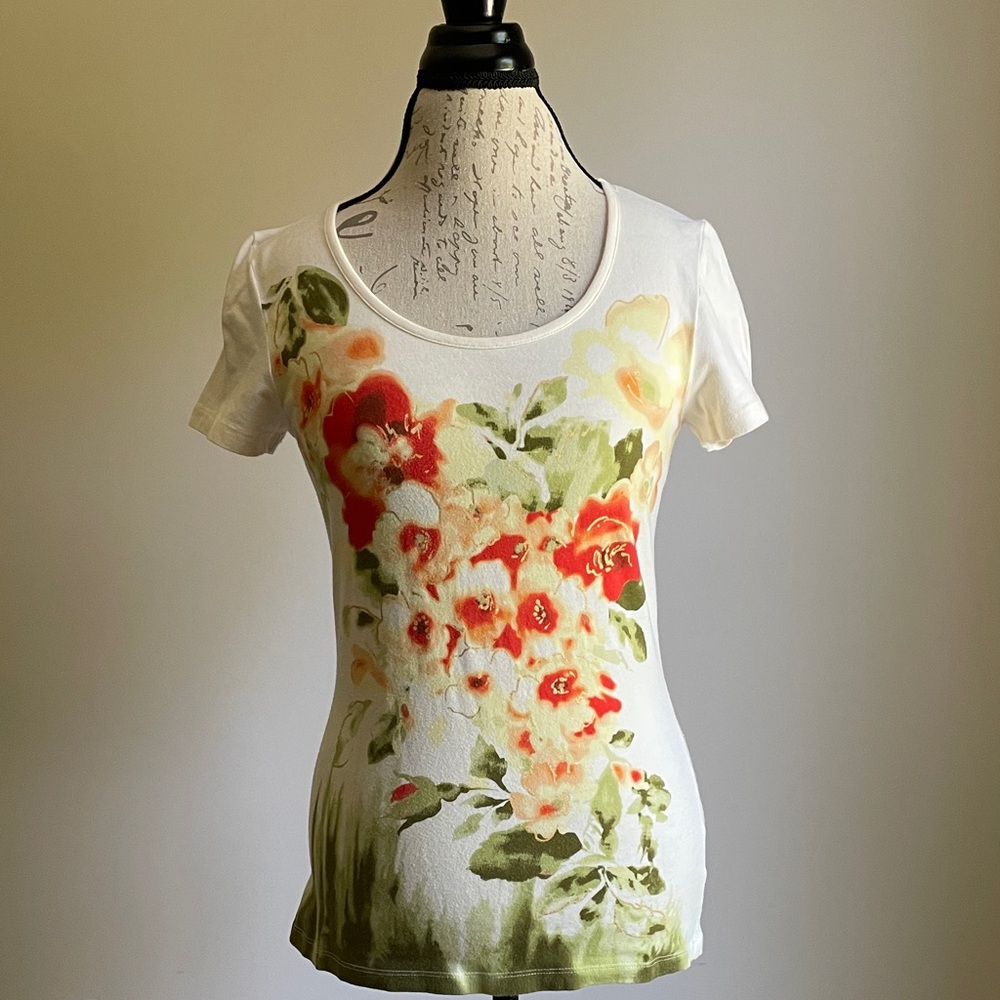 Jones New York Sport Floral Short Sleeve Top